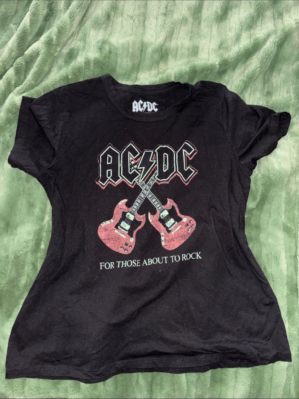 AC/DC Black Tee with Red Guitar Graphic
